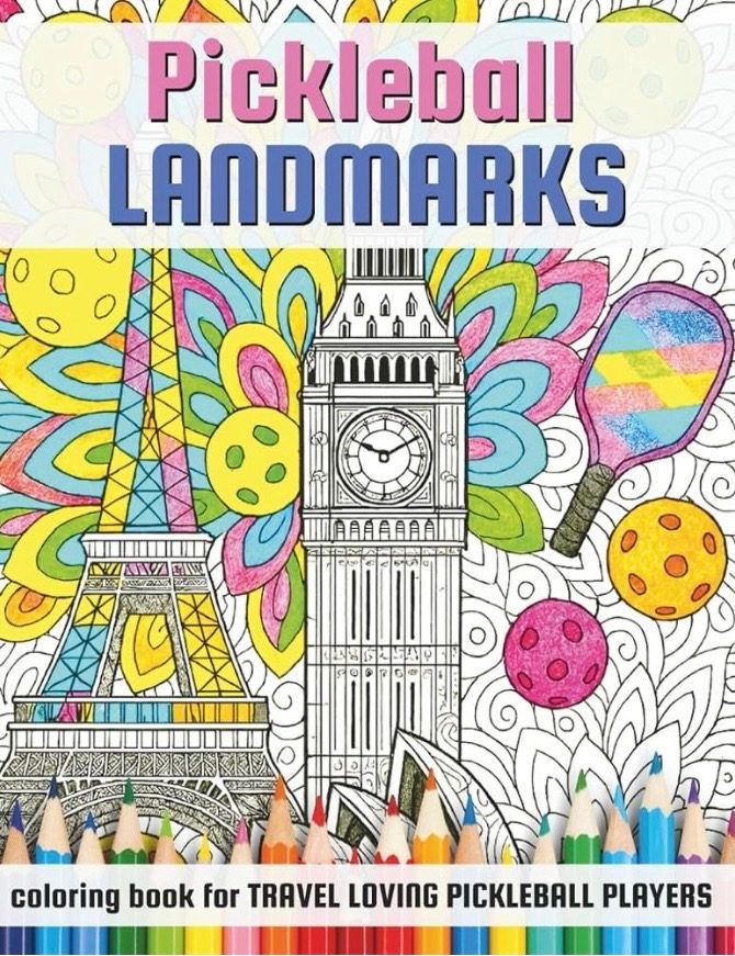 Pickleball Landmarks coloring book cover